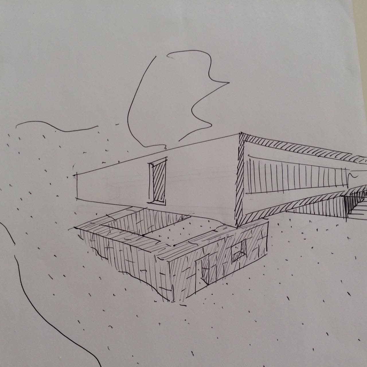 Perspetiva desenhada à mão a lápis